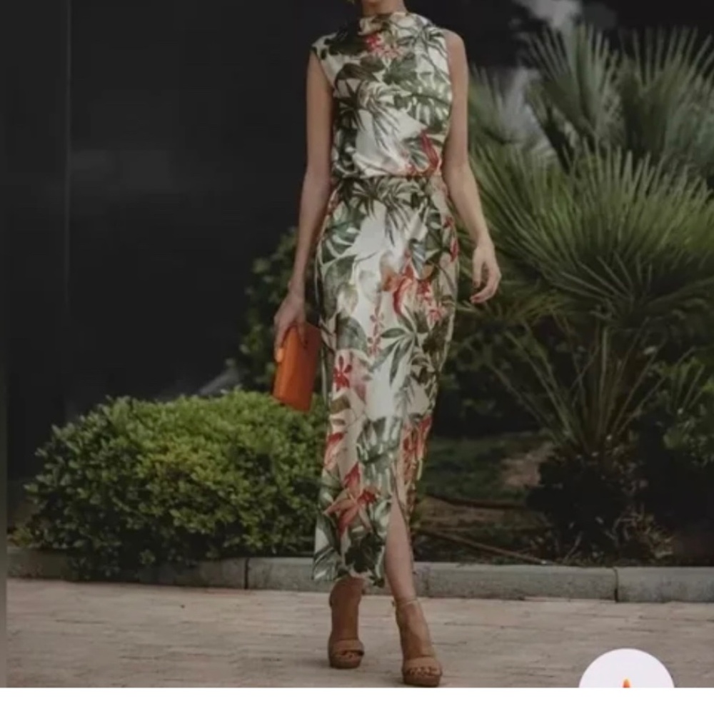 Tropical print dress